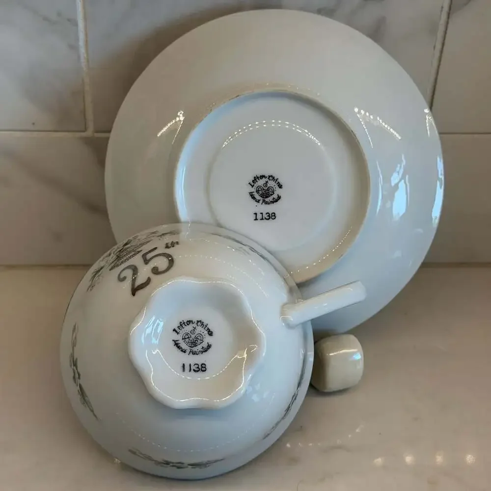 Lefton 25th Anniversary Teacup & Saucer China